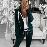 Hot Sell Well 2Pcs Women Tracksuits Long Sleeves Zipper Up Hooded Hoodies Sweatshirt Top Jogging Pants Outfit Set Casual New