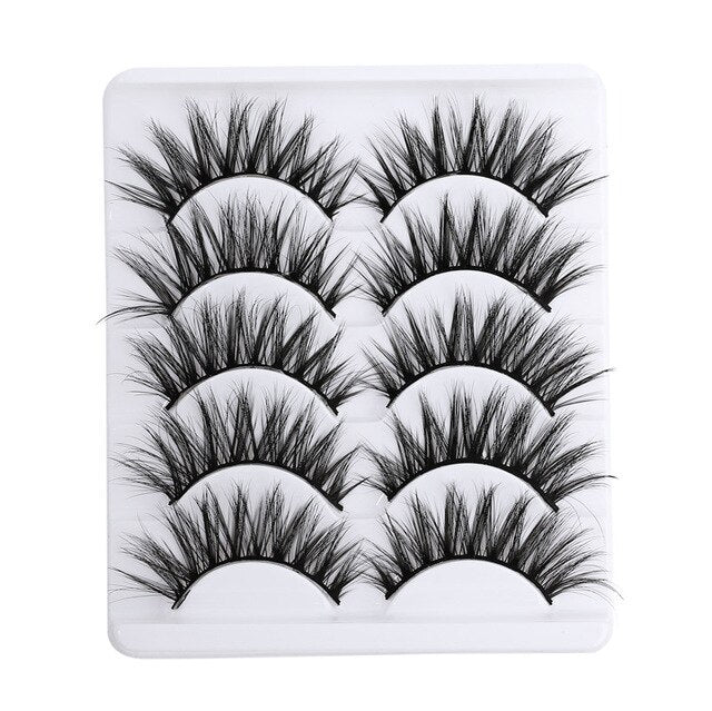 5 pairs 5D Mink Eyelashes Natural False Eyelashes Lashes Soft Fake Eyelashes Extension Makeup Wholesale
