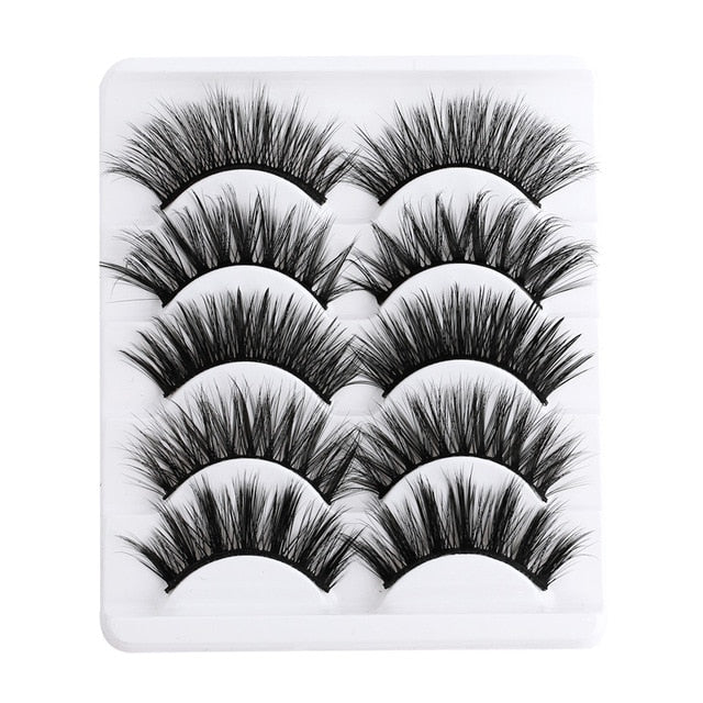 5 pairs 5D Mink Eyelashes Natural False Eyelashes Lashes Soft Fake Eyelashes Extension Makeup Wholesale