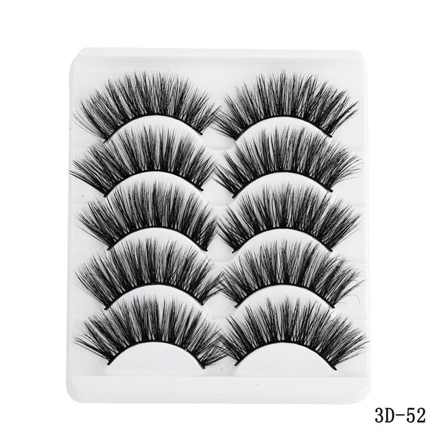 5 pairs 5D Mink Eyelashes Natural False Eyelashes Lashes Soft Fake Eyelashes Extension Makeup Wholesale