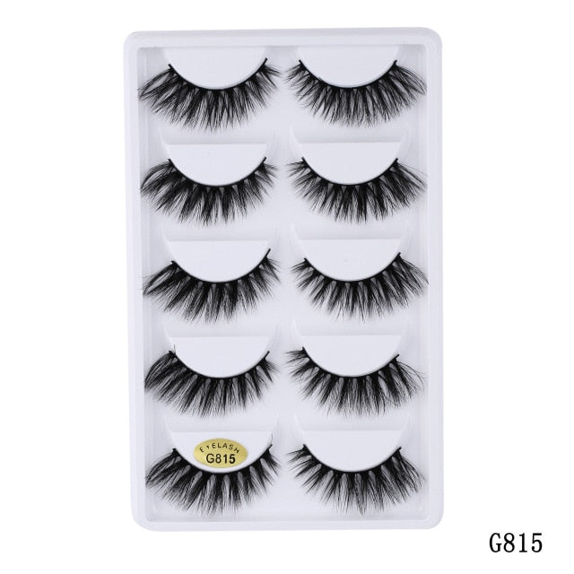 5 pairs 5D Mink Eyelashes Natural False Eyelashes Lashes Soft Fake Eyelashes Extension Makeup Wholesale