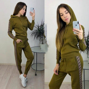 Tracksuit Women Hat Fall Lounge Wear Two Piece Set Sweatpants Streetwear Chandal Mujer Jogging 2pac Fashion Conjunto Feminino