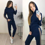 Tracksuit Women Hat Fall Lounge Wear Two Piece Set Sweatpants Streetwear Chandal Mujer Jogging 2pac Fashion Conjunto Feminino