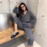 Thin selection] Fashion suit two-piece suit female 2019 summer new Korean version of the plaid thin coat + pants suit