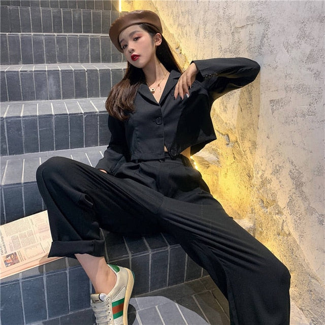 Thin selection] Fashion suit two-piece suit female 2019 summer new Korean version of the plaid thin coat + pants suit