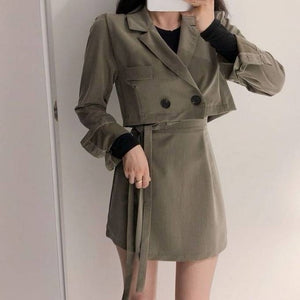 Thin selection] Fashion suit two-piece suit female 2019 summer new Korean version of the plaid thin coat + pants suit