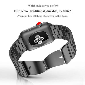 Stainless Steel Strap For Apple Watch 42mm 38mm 4 3 2 1 Metal Watchband Three Link Bracelet Band for iWatch Series 4 5 40mm 44mm
