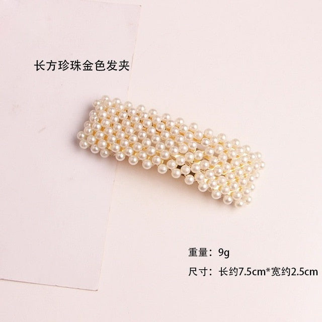 1PC Korean Fashion Pearl Hair Clips for Women Girls Elegant Snap Barrettes Hairpins Hairgrips Hair Accessories Styling Tools