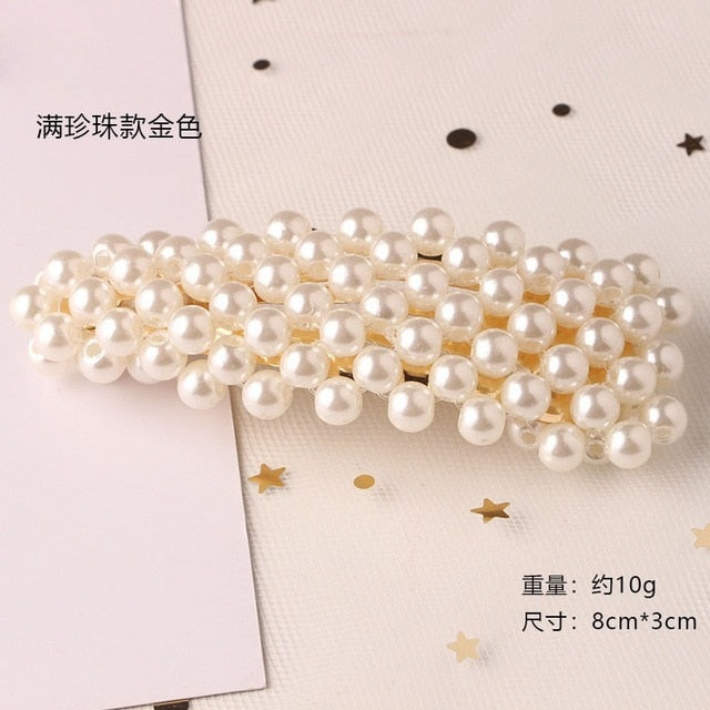 1PC Korean Fashion Pearl Hair Clips for Women Girls Elegant Snap Barrettes Hairpins Hairgrips Hair Accessories Styling Tools