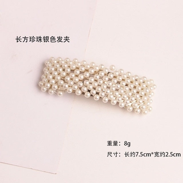1PC Korean Fashion Pearl Hair Clips for Women Girls Elegant Snap Barrettes Hairpins Hairgrips Hair Accessories Styling Tools