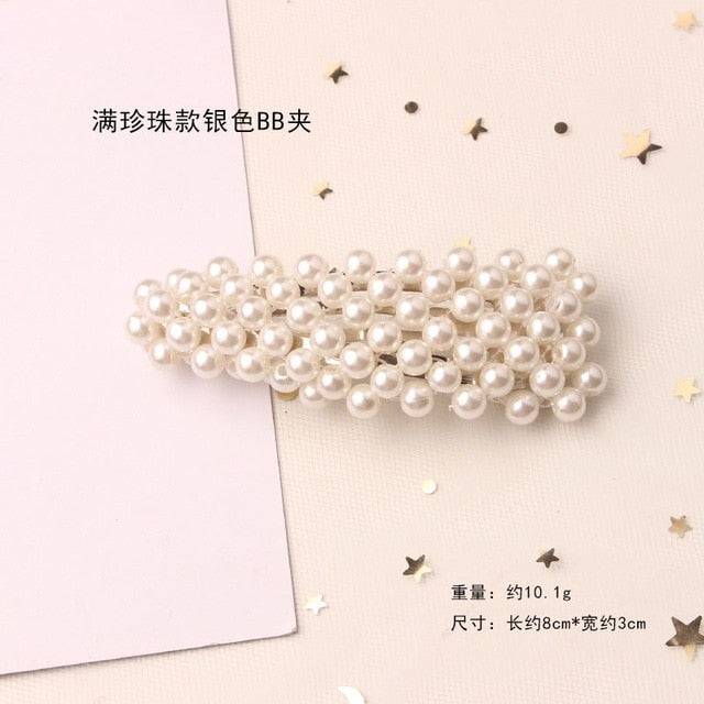 1PC Korean Fashion Pearl Hair Clips for Women Girls Elegant Snap Barrettes Hairpins Hairgrips Hair Accessories Styling Tools