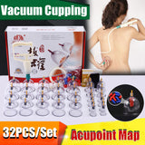 32 Cans Cups Chinese Vacuum Cupping Kit Pull Out Vacuum Apparatus Therapy Relax Massagers Curve Suction Pumps