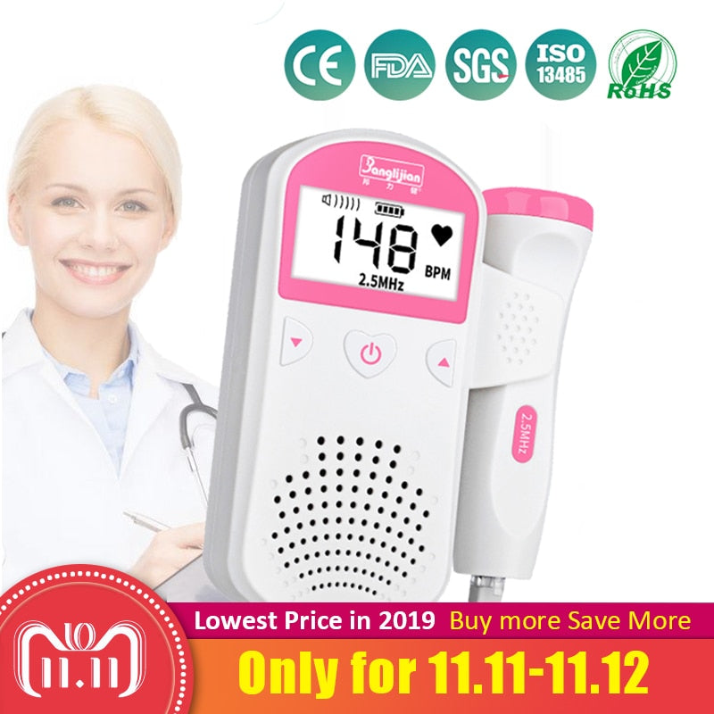 Fetal Doppler Fetal listen baby monitor right test medical no radiation pregnant women household quickened stethoscope