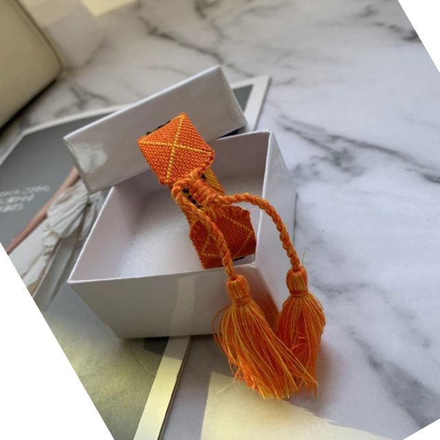Brand hot sell crafts woven bracelets fabric adjustable letter cotton bracelet trend handmade frienddship bracelet with box set