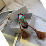 Brand hot sell crafts woven bracelets fabric adjustable letter cotton bracelet trend handmade frienddship bracelet with box set