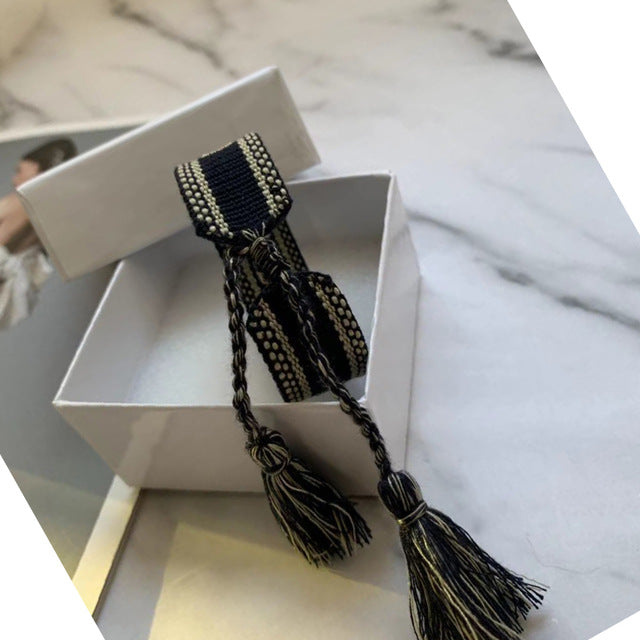 Brand hot sell crafts woven bracelets fabric adjustable letter cotton bracelet trend handmade frienddship bracelet with box set