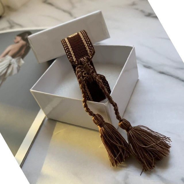 Brand hot sell crafts woven bracelets fabric adjustable letter cotton bracelet trend handmade frienddship bracelet with box set