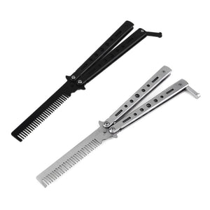 Stainless Steel Silver Practice Butterfly In Knife Trainer Training Folding Knife Dull Tool Outdoor Camping Knife Comb Tool