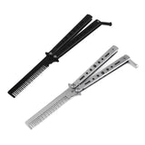Stainless Steel Silver Practice Butterfly In Knife Trainer Training Folding Knife Dull Tool Outdoor Camping Knife Comb Tool