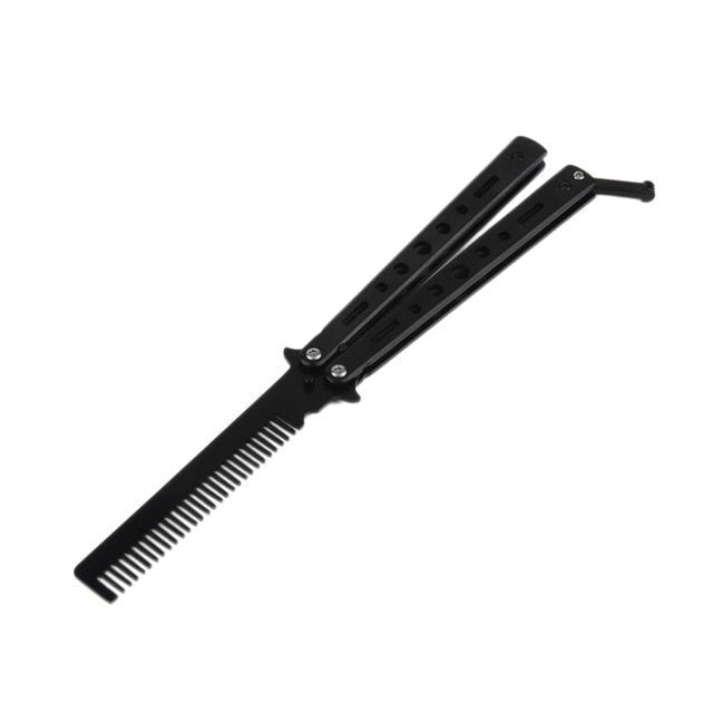 Stainless Steel Silver Practice Butterfly In Knife Trainer Training Folding Knife Dull Tool Outdoor Camping Knife Comb Tool