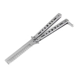 Stainless Steel Silver Practice Butterfly In Knife Trainer Training Folding Knife Dull Tool Outdoor Camping Knife Comb Tool