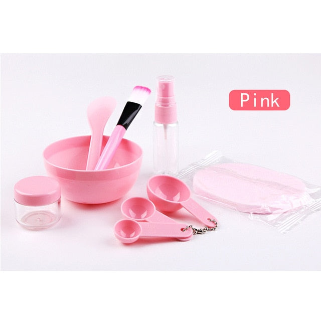 9 in 1 Set Pink Facial Care Mask Face Mask Mixing Tool Sets Bowl Stick Brush Gauge Cleaning Mat 2019 New product