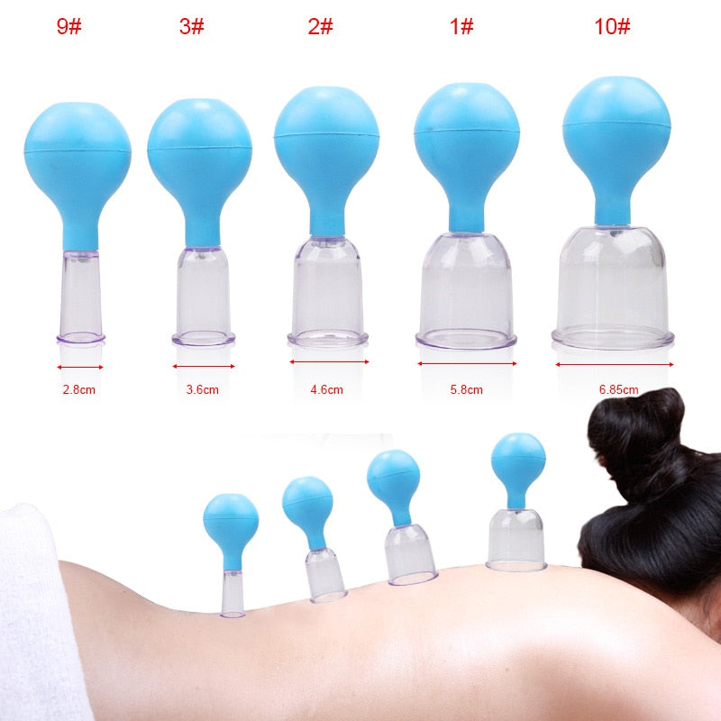 Blue Rubber Vacuum Cans For Massage PC Suction Cup Anti Cellulite Vacuum Massager Therapy Suction Cup Kit Family Chinese Cupping