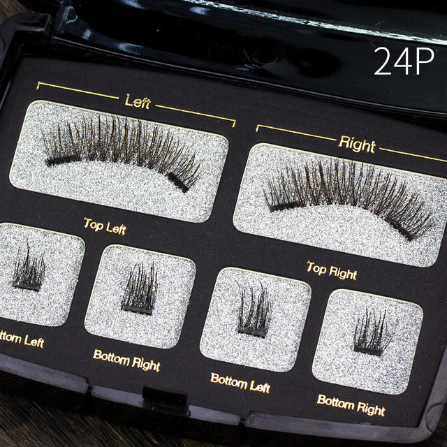 Magnetic eyelashes 4 part magnets handmade 3D/6D magnet lashes natural false eyelash comfortable with Gift Box SCT04-1