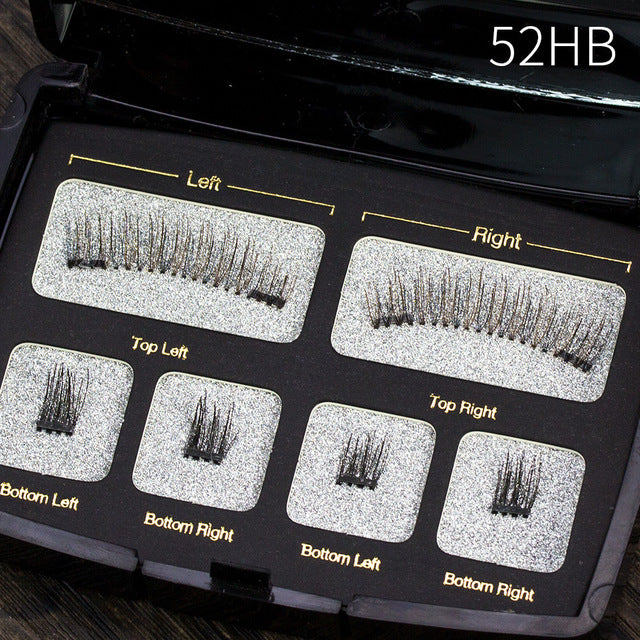 Magnetic eyelashes 4 part magnets handmade 3D/6D magnet lashes natural false eyelash comfortable with Gift Box SCT04-1