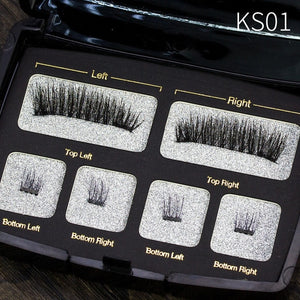 Magnetic eyelashes 4 part magnets handmade 3D/6D magnet lashes natural false eyelash comfortable with Gift Box SCT04-1
