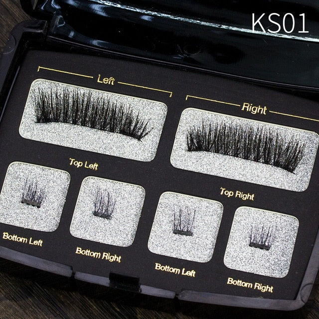 Magnetic eyelashes 4 part magnets handmade 3D/6D magnet lashes natural false eyelash comfortable with Gift Box SCT04-1
