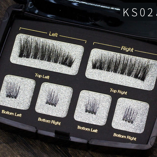 Magnetic eyelashes 4 part magnets handmade 3D/6D magnet lashes natural false eyelash comfortable with Gift Box SCT04-1