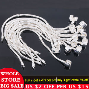 90% OFF! LMNZB With Certificate 100% 925 Sterling Silver Snake Chain Bracelet Fit Original Jewelry Charms Bracelet for Women