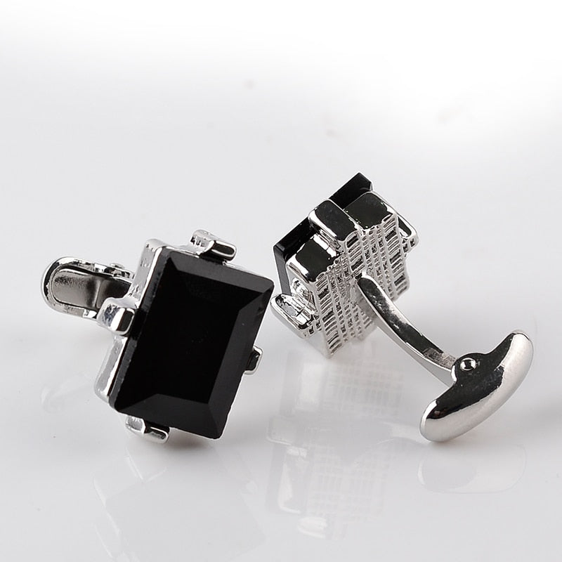 Modern Design Big Black Crystal Cufflinks Curve Men's Wedding Shirt Copper French Cuff Link