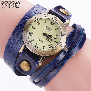 CCQ Brand Fashion Vintage Cow Leather Bracelet Watch Casual Women Wrist Watch Luxury Quartz Watch Relogio Feminino Gift C113