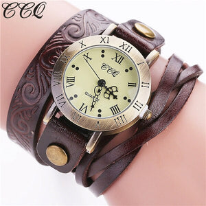CCQ Brand Fashion Vintage Cow Leather Bracelet Watch Casual Women Wrist Watch Luxury Quartz Watch Relogio Feminino Gift C113