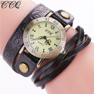 CCQ Brand Fashion Vintage Cow Leather Bracelet Watch Casual Women Wrist Watch Luxury Quartz Watch Relogio Feminino Gift C113