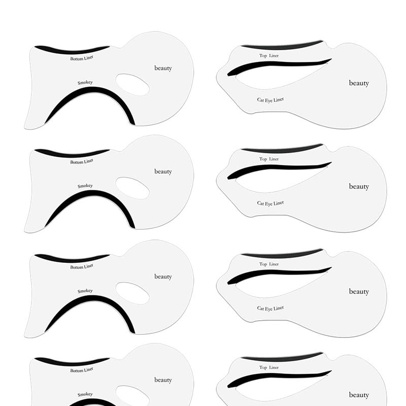 10pcs Eyeliner Stencil Cat Eye Fish Tail Double Wing Eyeliner Stencil Models Template Shaping Tools Eyebrows Template Card DIY