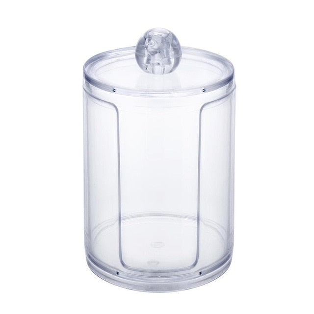 Acrylic Portable Round Container Storage Case Makeup Organizer Cotton & Pad Box Cosmetics Swab Q-tip Holder Wholesale