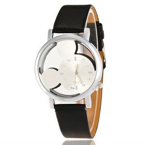 Luxo 2018 Ladies Watch Crystals Clocks Women Luxury Quartz With Leather Mickey Mouse Kad Saatleri New Hot Relogio Feminino Gifts