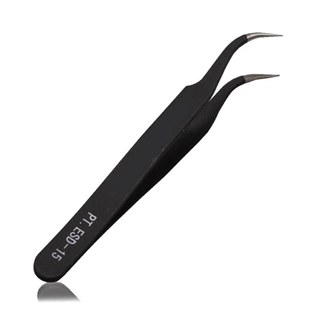Fashion Nail Art Acrylic Gel Picking Tool Rhinestones Gem Decor Black Eyelash Tweezers DIY hand clip 1.0MM