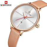 NAVIFORCE Women's Watches Luxury Brand Fashion Leather Wrist Watch Ladies Thin Quartz Clock Waterproof Relogio Feminino For Girl