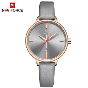 NAVIFORCE Women's Watches Luxury Brand Fashion Leather Wrist Watch Ladies Thin Quartz Clock Waterproof Relogio Feminino For Girl