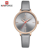 NAVIFORCE Women's Watches Luxury Brand Fashion Leather Wrist Watch Ladies Thin Quartz Clock Waterproof Relogio Feminino For Girl