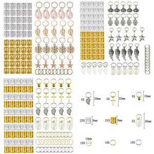 80/90/100pcs Gold Hair Braid Dreadlocks Beads Hair Leaf Star Diy Hair Clip Hair Cuffs Dread Tube Charm Dreadlock Accessaries