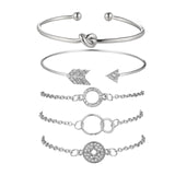DIEZI Punk Butterfly Eye Star Moon Leaves Crystal Gem Shiny Gold Multilayer Chain Bracelet Set Women Exquisite Party Jewelry