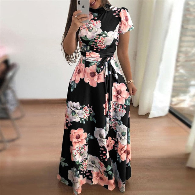 Summer Long Boho Maxi Dresses Woman Floral Print Dress Women Vintage Elegant Party Dresses Robe Femme Longue Vestidos De Fiesta