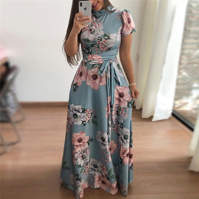 Summer Long Boho Maxi Dresses Woman Floral Print Dress Women Vintage Elegant Party Dresses Robe Femme Longue Vestidos De Fiesta