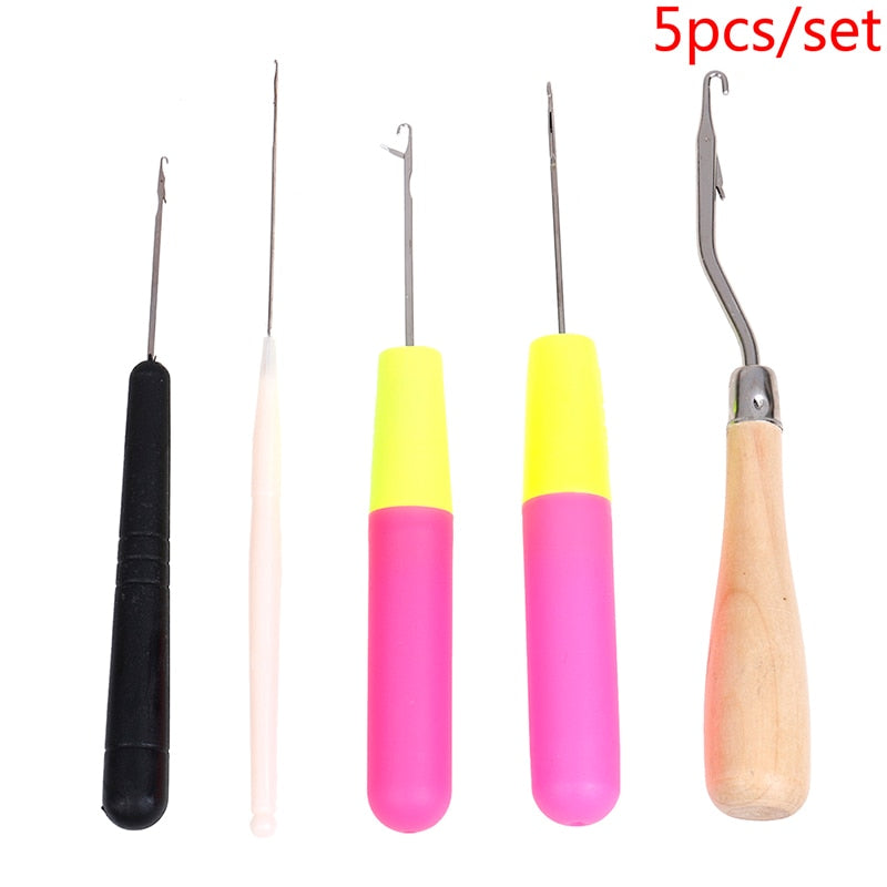 2019 New 5pcs/Set Plastic & Wood Hair Weaving Crochet Needles Dreading Hooks Dreadlock Tool For Braid Craft