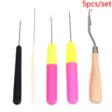 2019 New 5pcs/Set Plastic & Wood Hair Weaving Crochet Needles Dreading Hooks Dreadlock Tool For Braid Craft